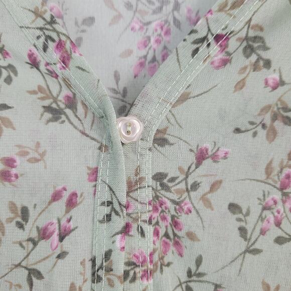 My Michelle Sheer Floral One Button Top sz M green multi forest fairy 90s style - Picture 5 of 7